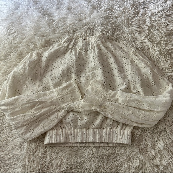 AllSaints Luna Broderie Eyelet Embroidered Linen Cotton Top White Size 6 - Picture 13 of 16